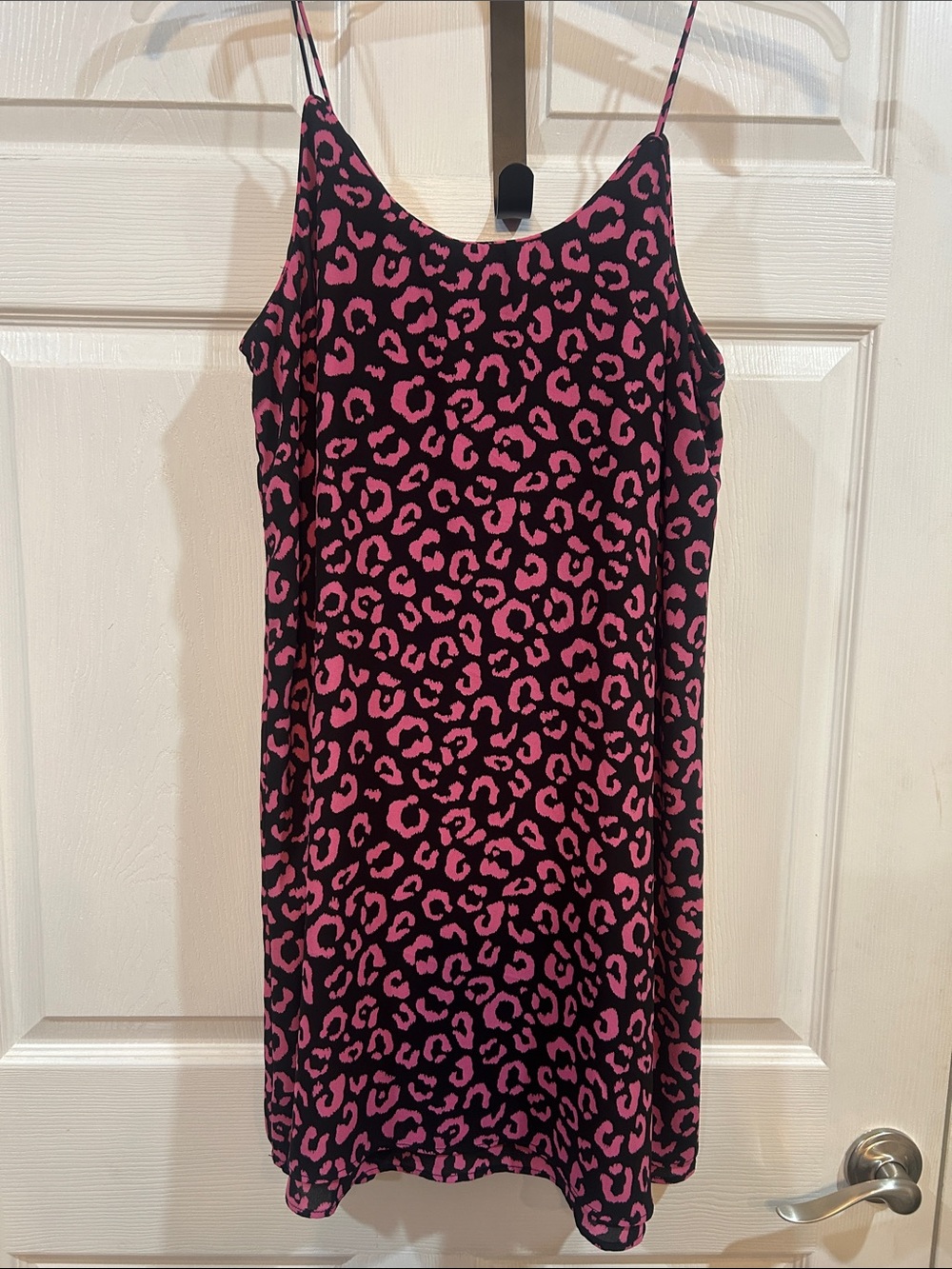 Alya Black Mini Dress with Pink Leopard Print